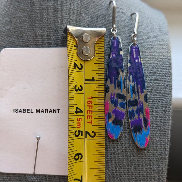 Isabel Marant - Blue / Silver Ikat Enamel Drop Earrings - Picture 4 of 6